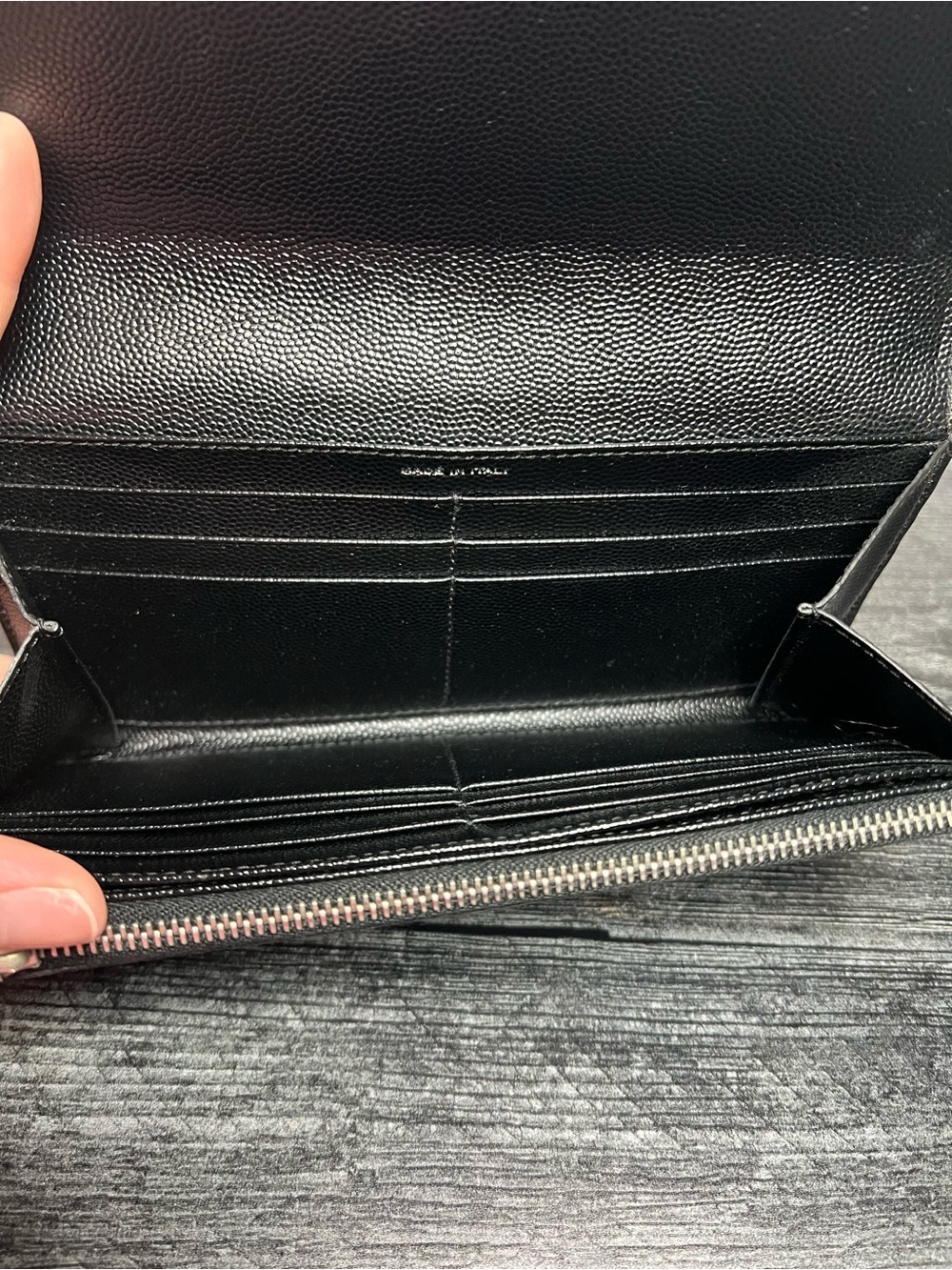 Authentic Saint Laurent Black Grain De Poudre Stud Marquage Wallet w/ COA - Picture 4 of 10